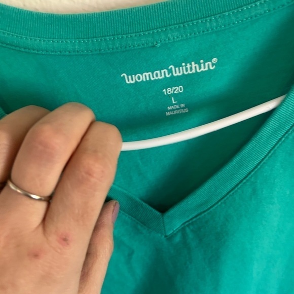 Woman Within Women's Plus Size Perfect Three-Quarter Sleeve
V-Neck Tee 18/20 - Picture 4 of 8